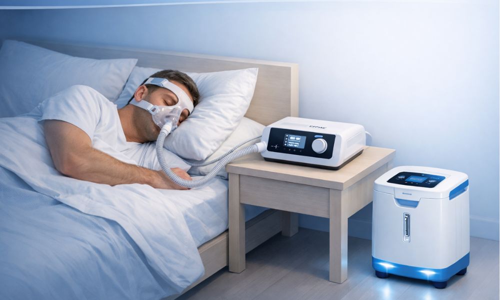 BiPAP machine with oxygen support