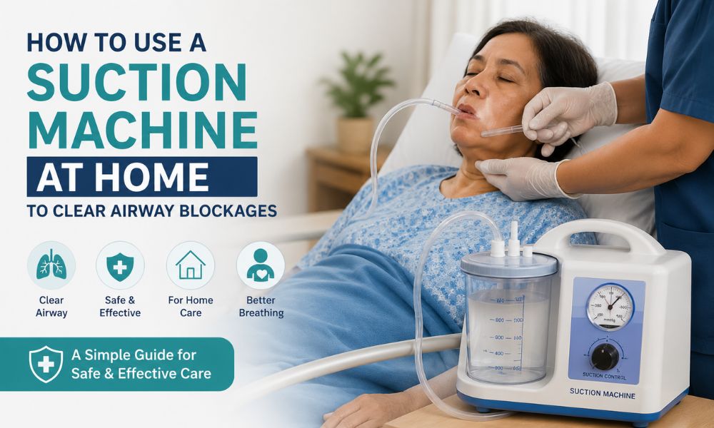 Suction machine home care for airway blockage removal